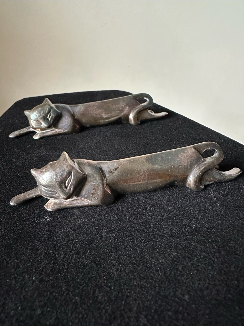 1930s Art Deco Knife Rest Cat Pair Christofle France